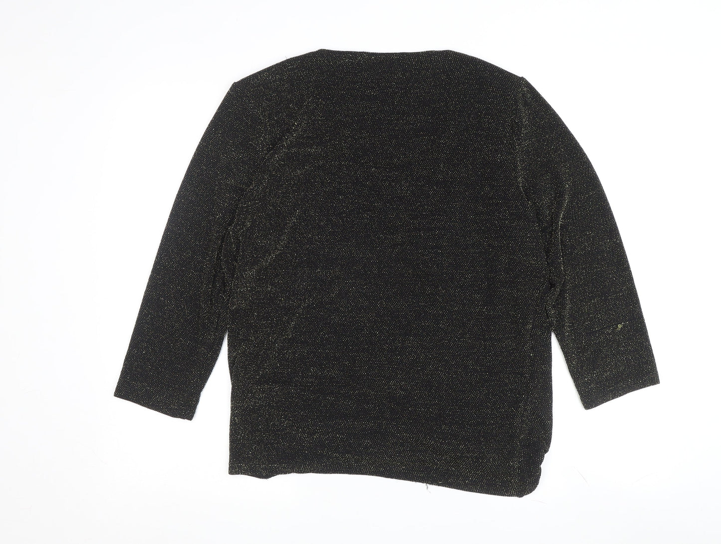 Womens UK Size 12 Apricot Black Wrap Blouse