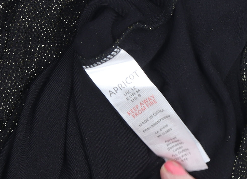 Womens UK Size 12 Apricot Black Wrap Blouse