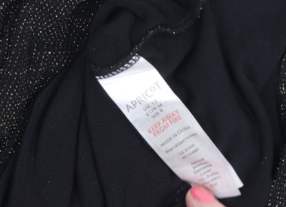 Womens UK Size 12 Apricot Black Wrap Blouse