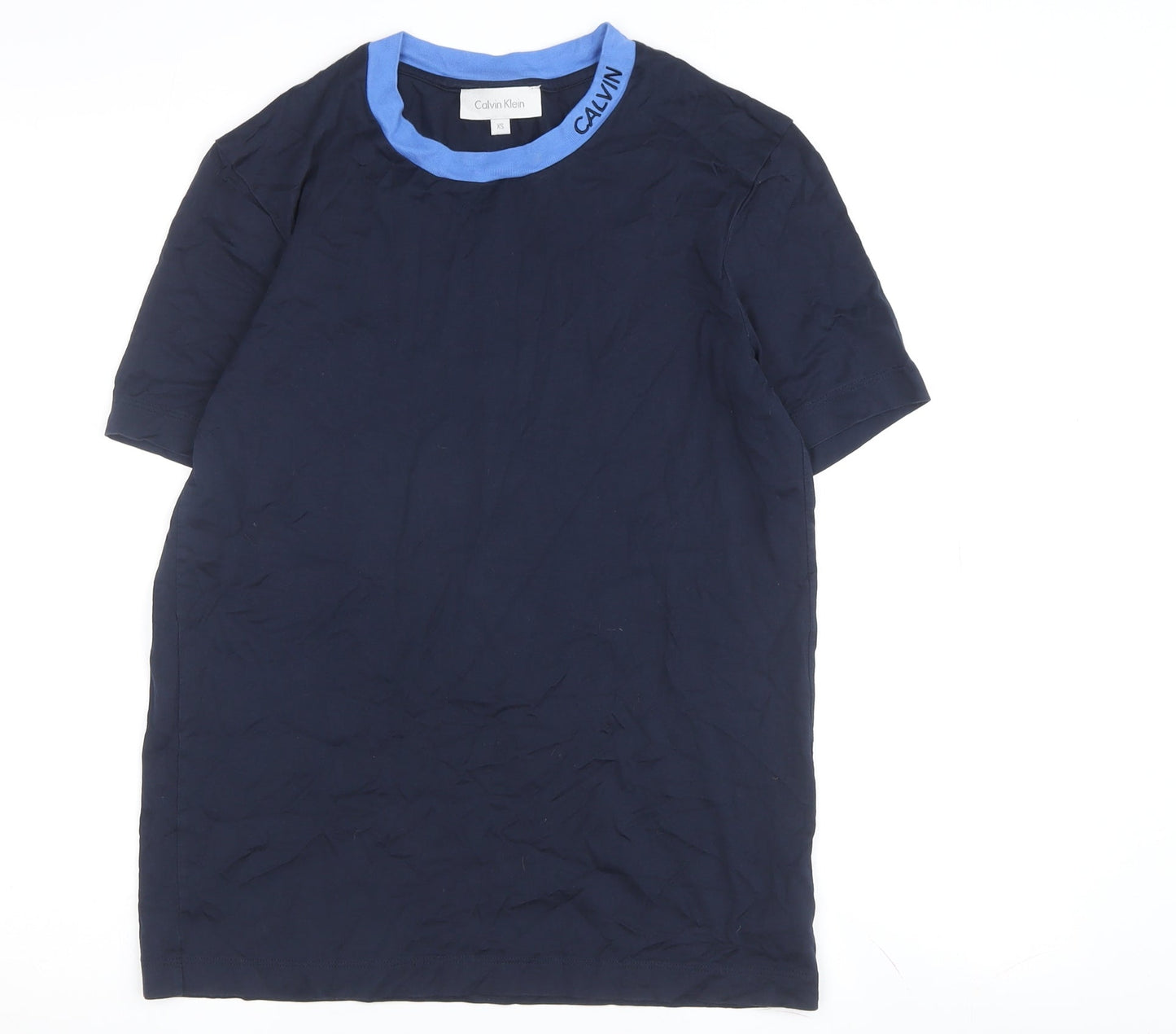 Calvin Klein Unisex Blue T-Shirt XS Crew Neck