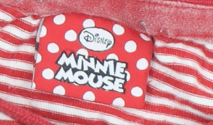 Disney Girls Red Minnie Mouse Striped Long Sleeve T-Shirt