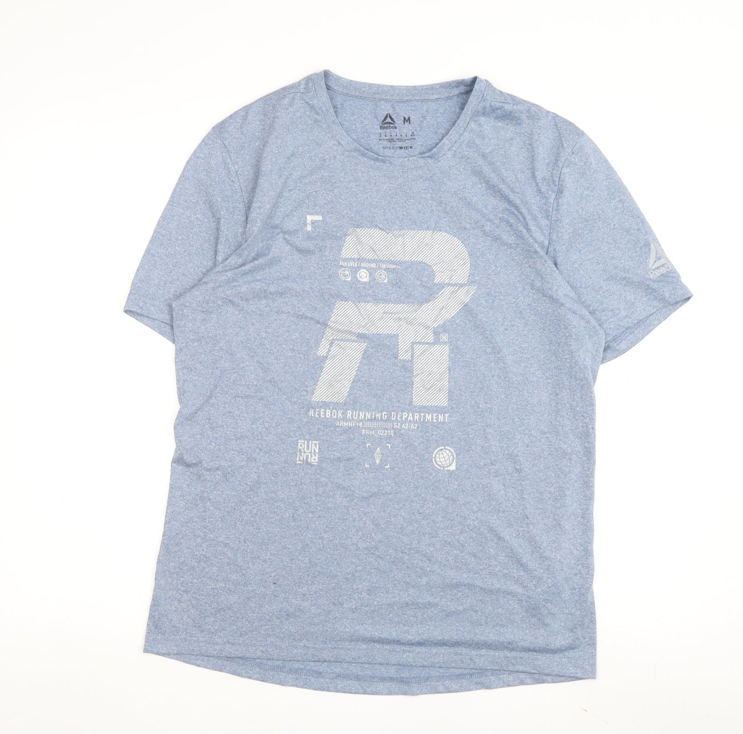 Reebok Men's Blue M Sports T-Shirt, Graphic Print, Moisture Wicking