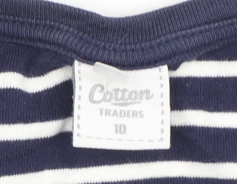Womens UK Size 10 Cotton Traders Blue Basic T-Shirt