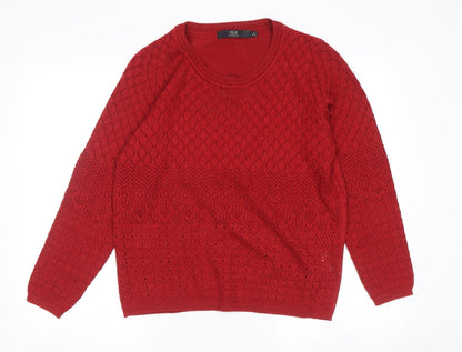 Womens UK Size S Isle Essentials Red Pullover Jumper