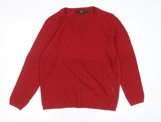 Womens UK Size S Isle Essentials Red Pullover Jumper
