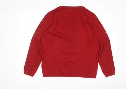Womens UK Size S Isle Essentials Red Pullover Jumper