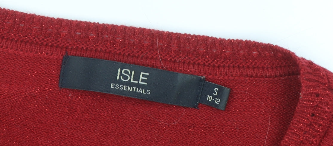 Womens UK Size S Isle Essentials Red Pullover Jumper