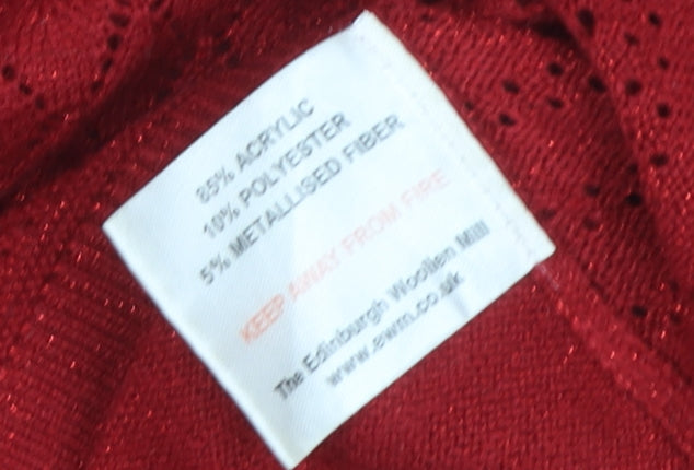 Womens UK Size S Isle Essentials Red Pullover Jumper