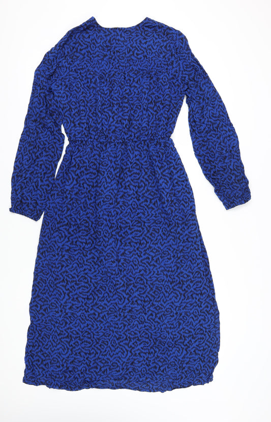 Hush Women's Blue Animal Print Midi Dress Size 10