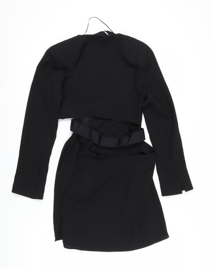 Zara Women's Black Bodycon Dress - M V-Neck Party