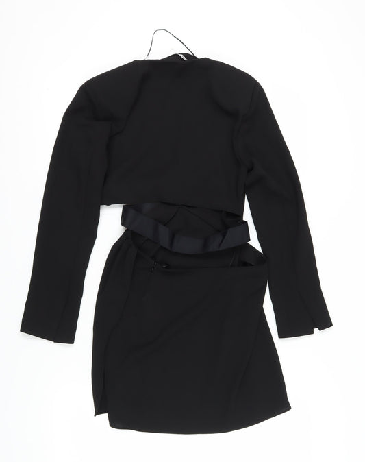 Zara Women's Black Bodycon Dress - M V-Neck Party