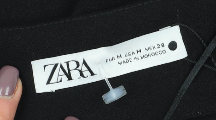 Zara Women's Black Bodycon Dress - M V-Neck Party