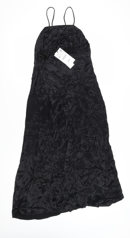 Zara Women's Black Slip Midi Dress, M, Party/Cocktail