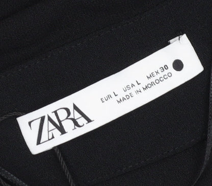 Zara Women's Black Wrap Dress, Size 14, Party Ready