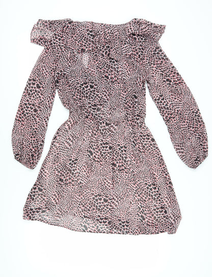 Topshop Women’s Pink Animal Wrap Dress Size 10