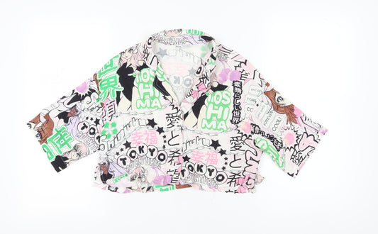 Bershka Women's Anime Cropped Blouse Multicoloured XS