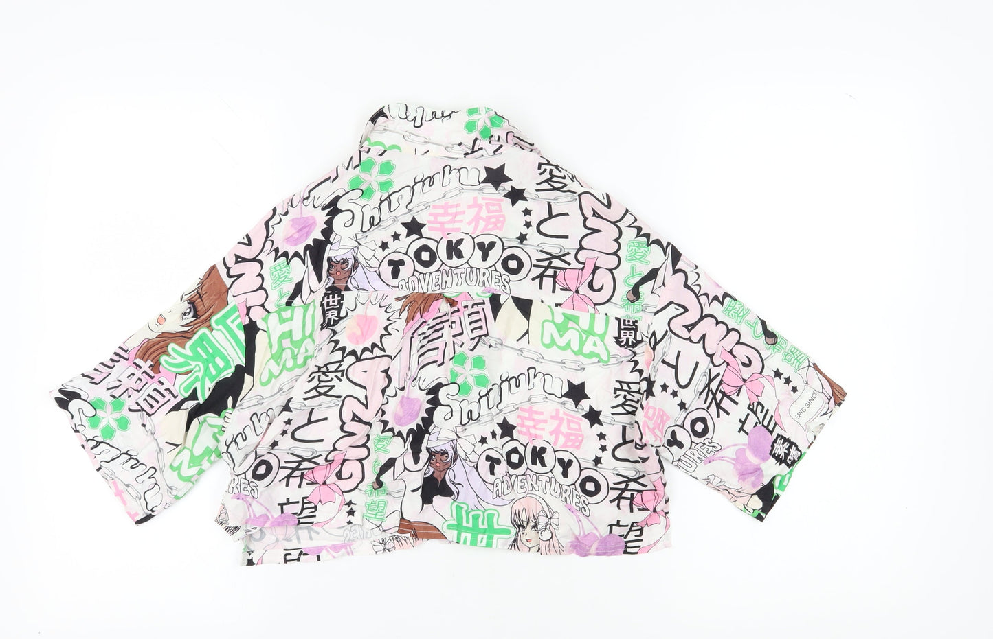 Bershka Women's Anime Cropped Blouse Multicoloured XS
