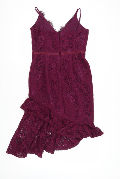 Lipsy Women’s Purple Lace Midi Pencil Dress UK 12