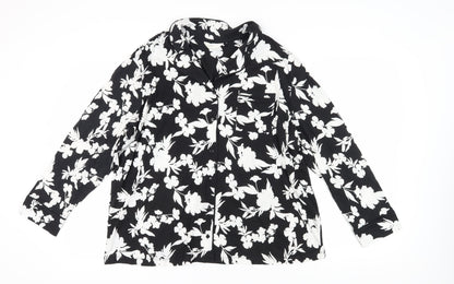 Marks and Spencer Black Floral Pyjama Top - Size L