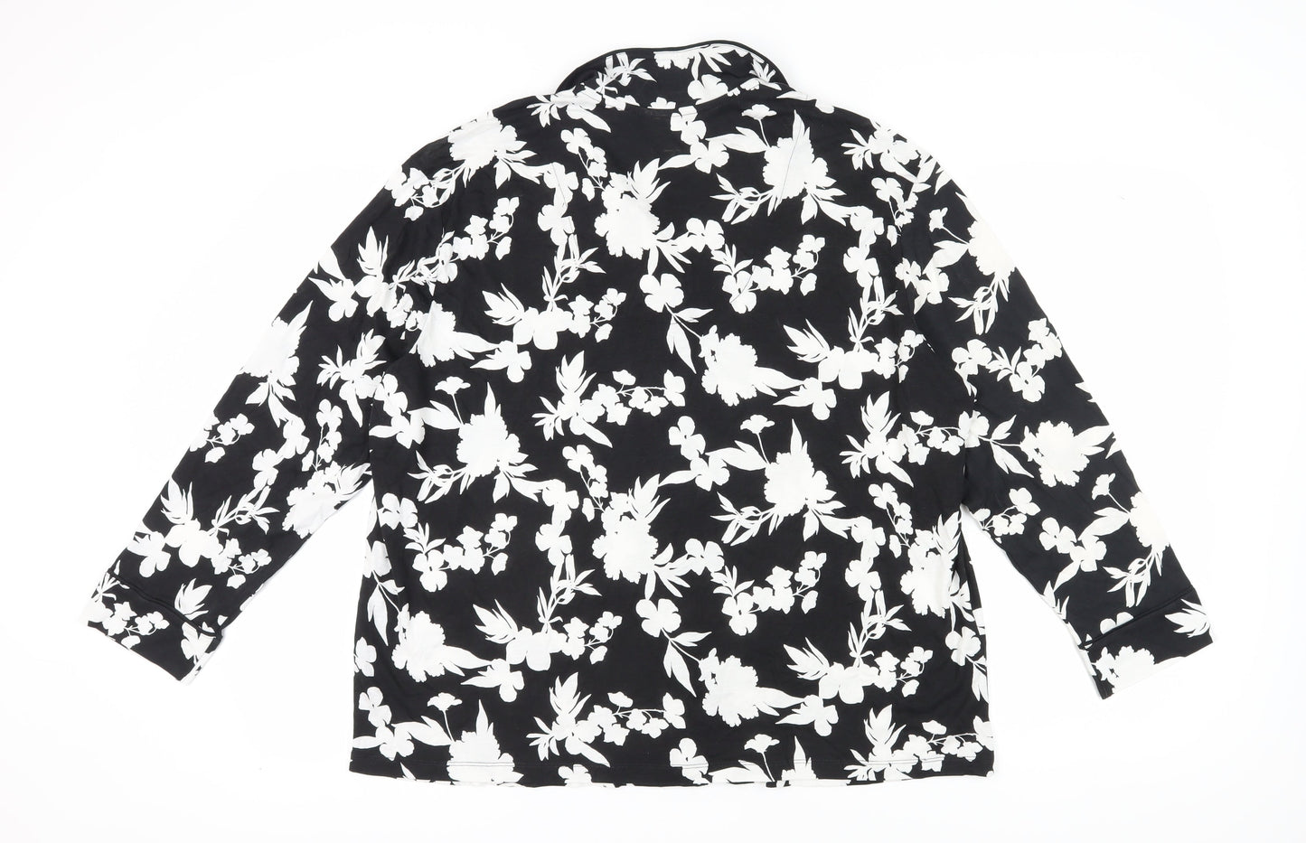 Marks and Spencer Black Floral Pyjama Top - Size L