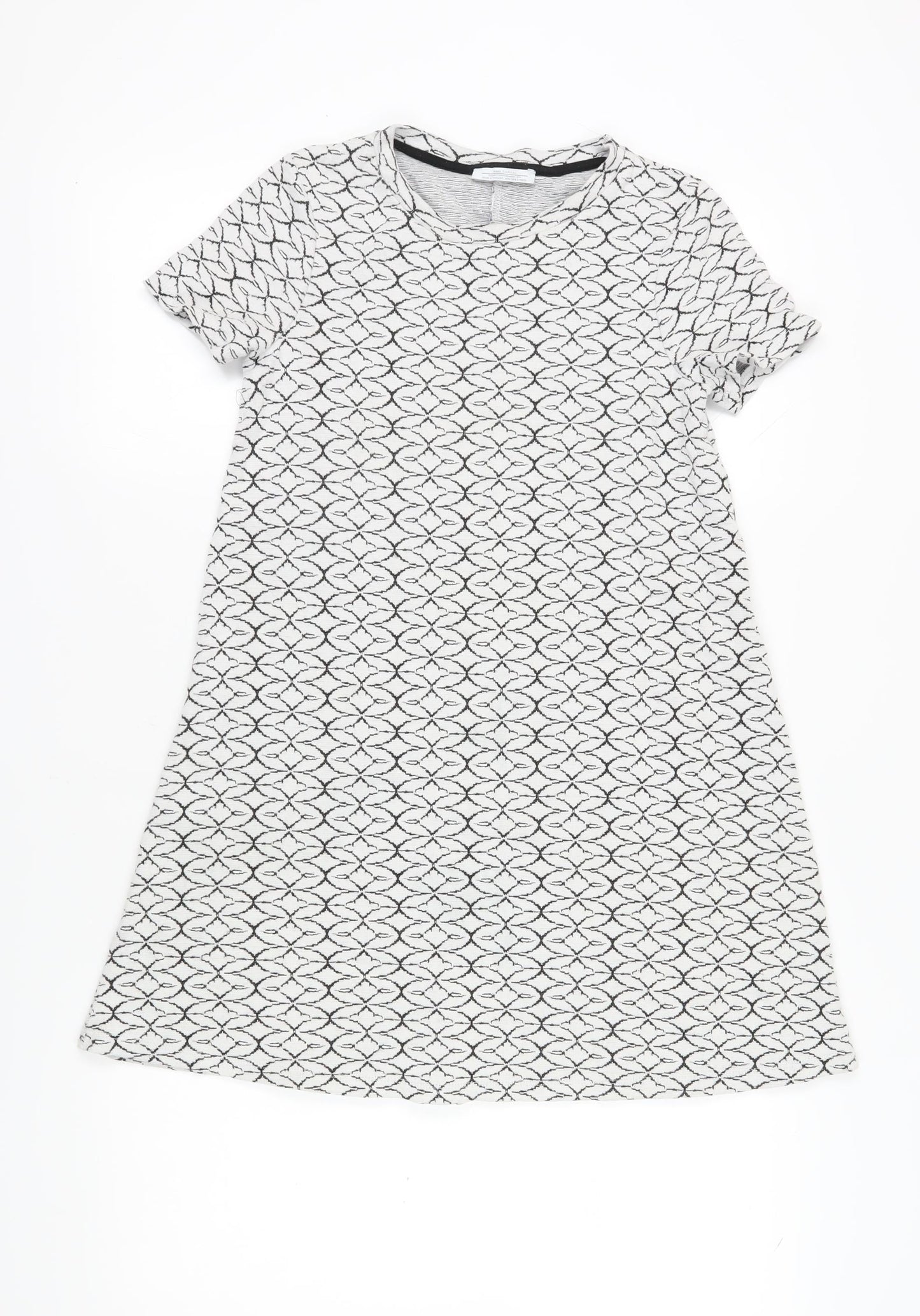ZARA Women's White Geometric T-Shirt Dress Size 6