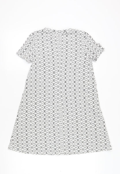 ZARA Women's White Geometric T-Shirt Dress Size 6