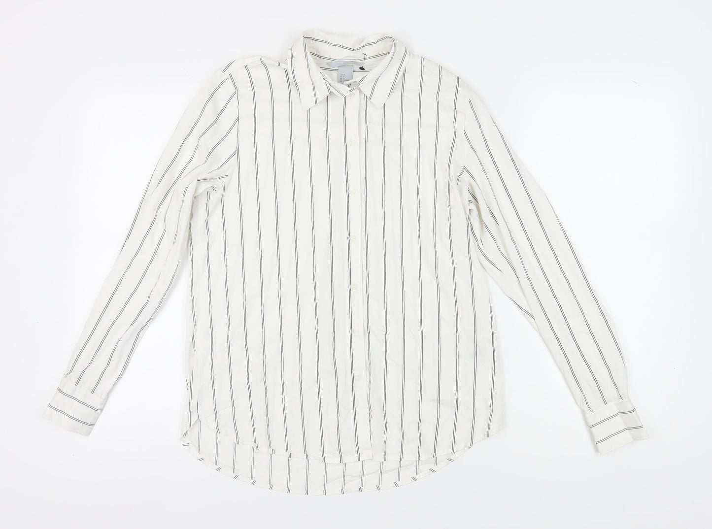 Womens UK Size 8 H&M White Basic Button-Up
