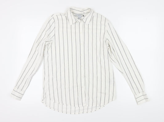 Womens UK Size 8 H&M White Basic Button-Up