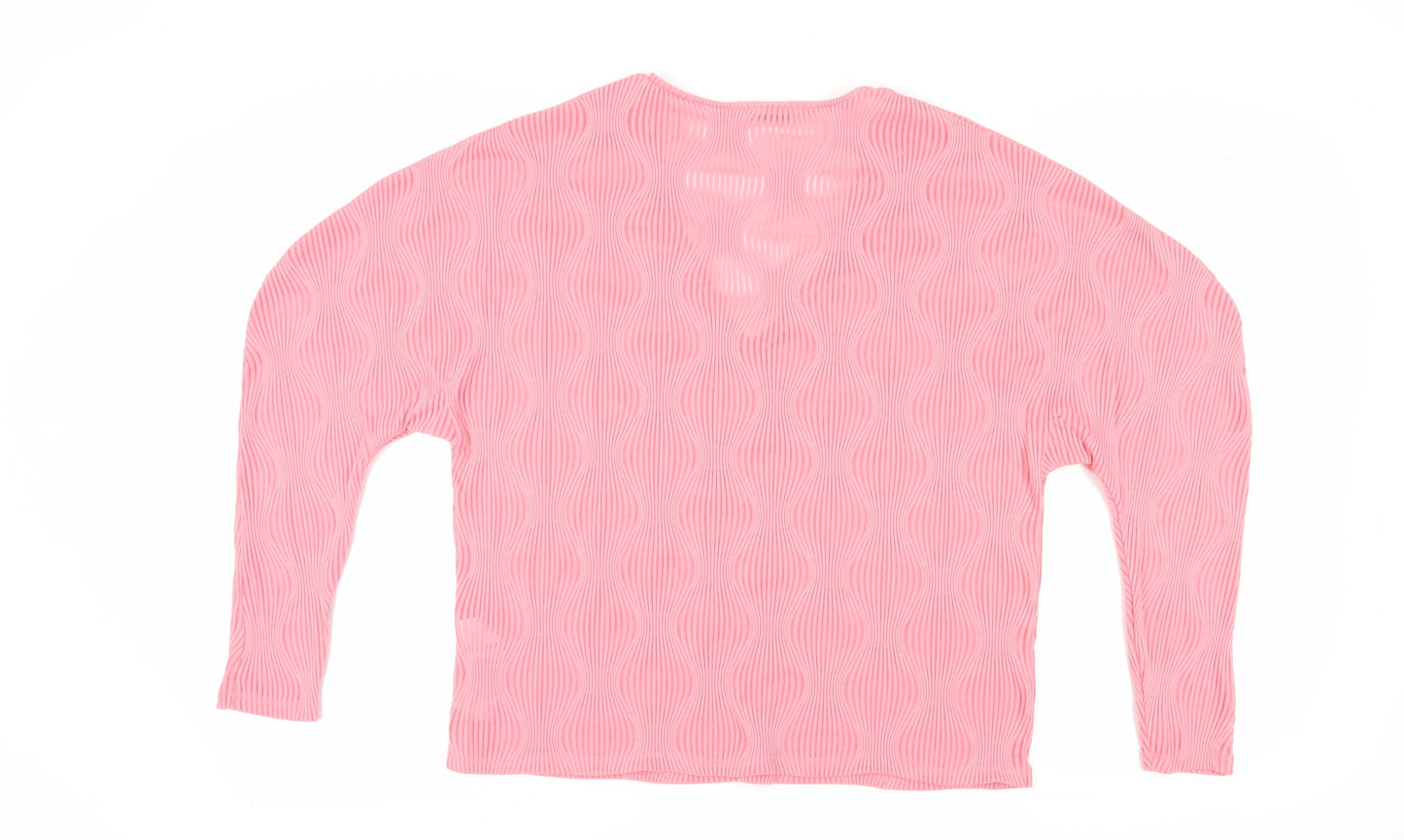 Zara Women's Pink V-Neck Long Sleeve Blouse