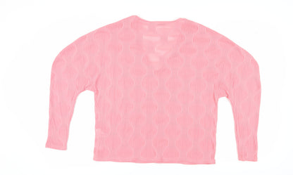 Zara Women's Pink V-Neck Long Sleeve Blouse