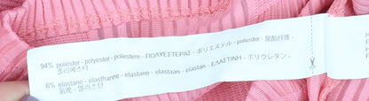 Zara Women's Pink V-Neck Long Sleeve Blouse