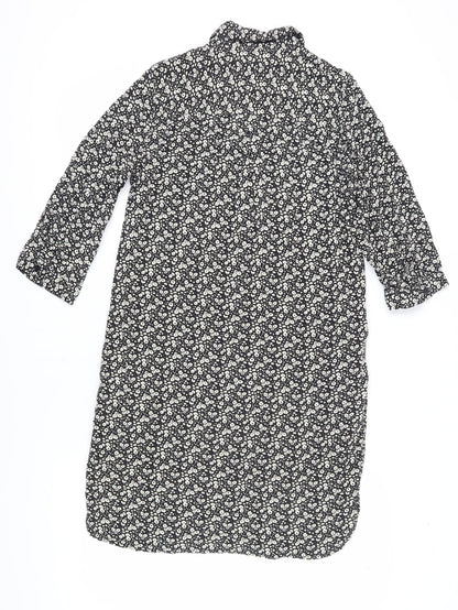 Next Women's Black Floral Shirt Dress Size 10