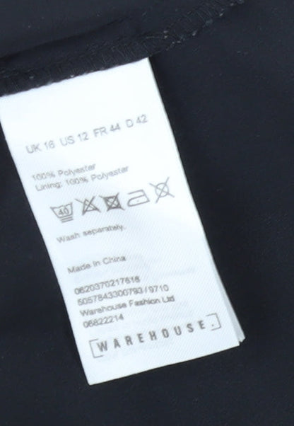 Womens UK Size 16 Warehouse Black Tunic Blouse