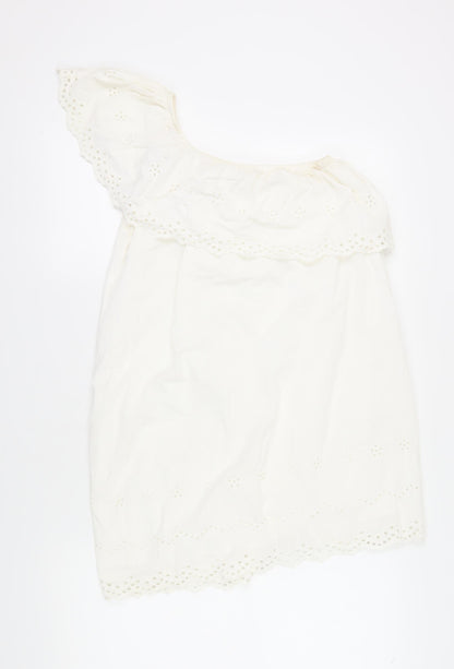 River Island Women's White One Shoulder Dress Size 10