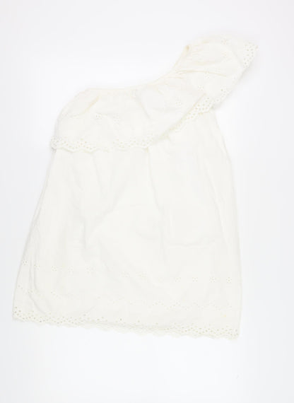 River Island Women's White One Shoulder Dress Size 10