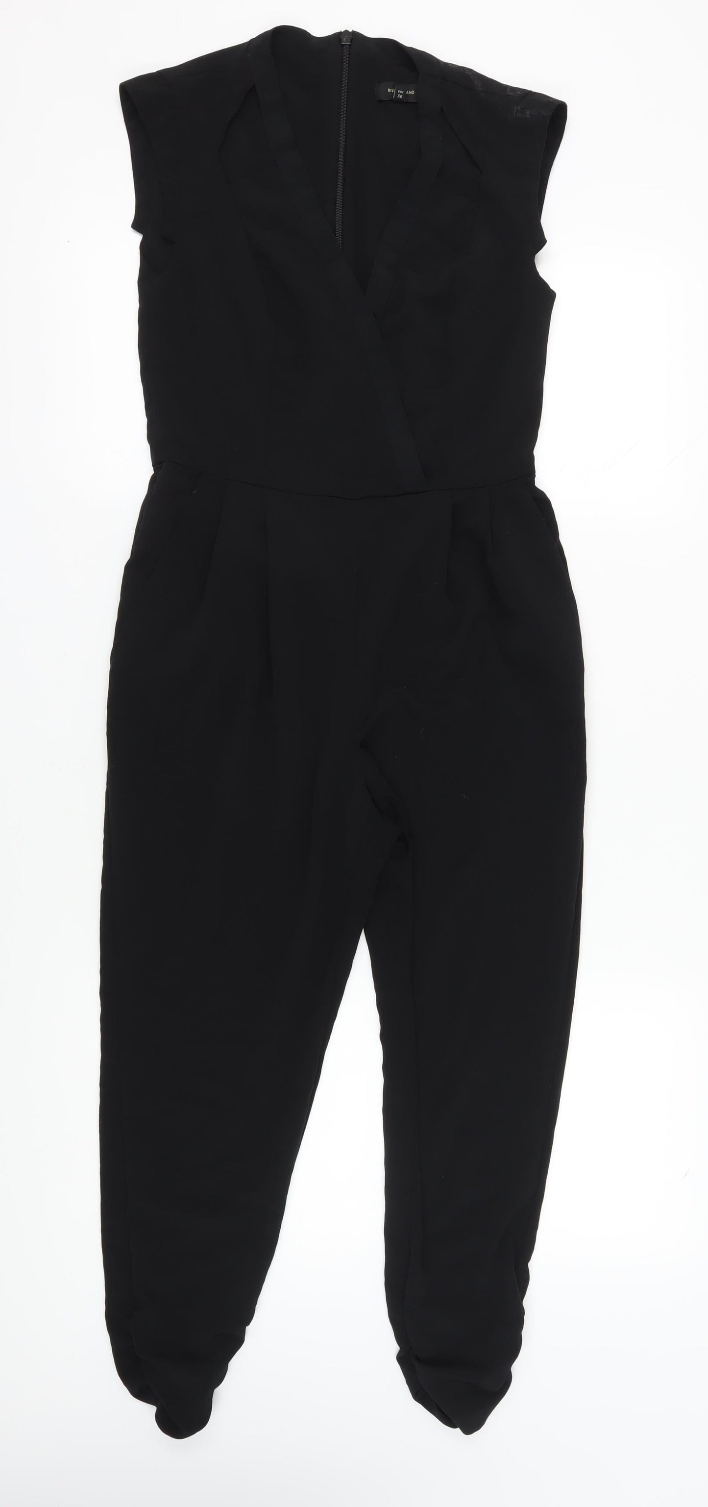 River Island Women's Black Jumpsuit Size 10 Sleeveless V-Neck