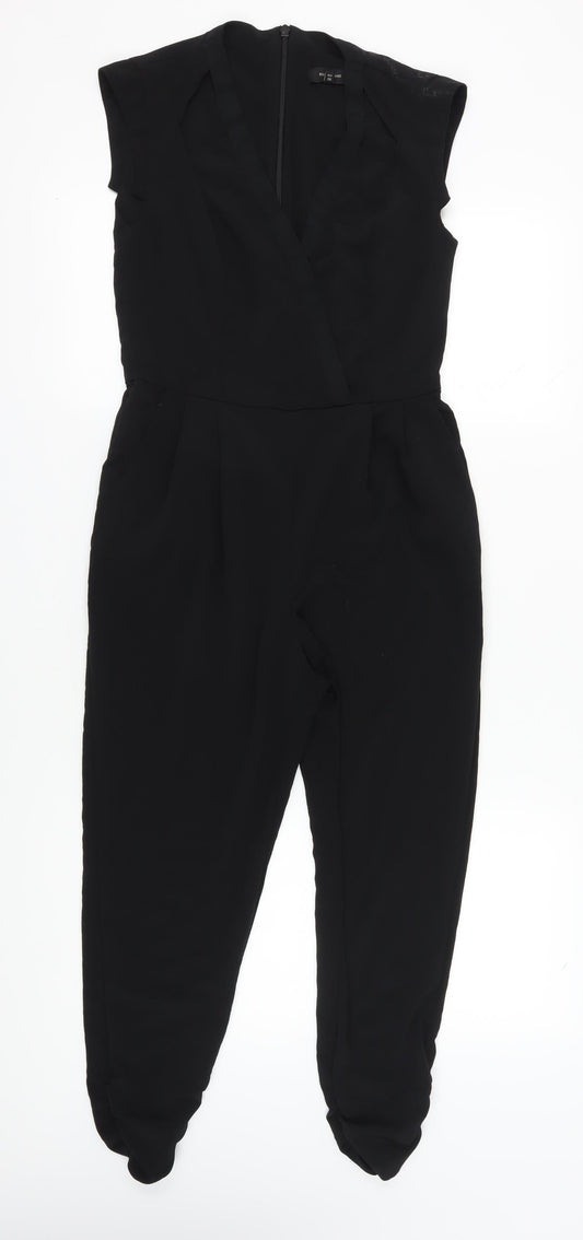 River Island Women's Black Jumpsuit Size 10 Sleeveless V-Neck