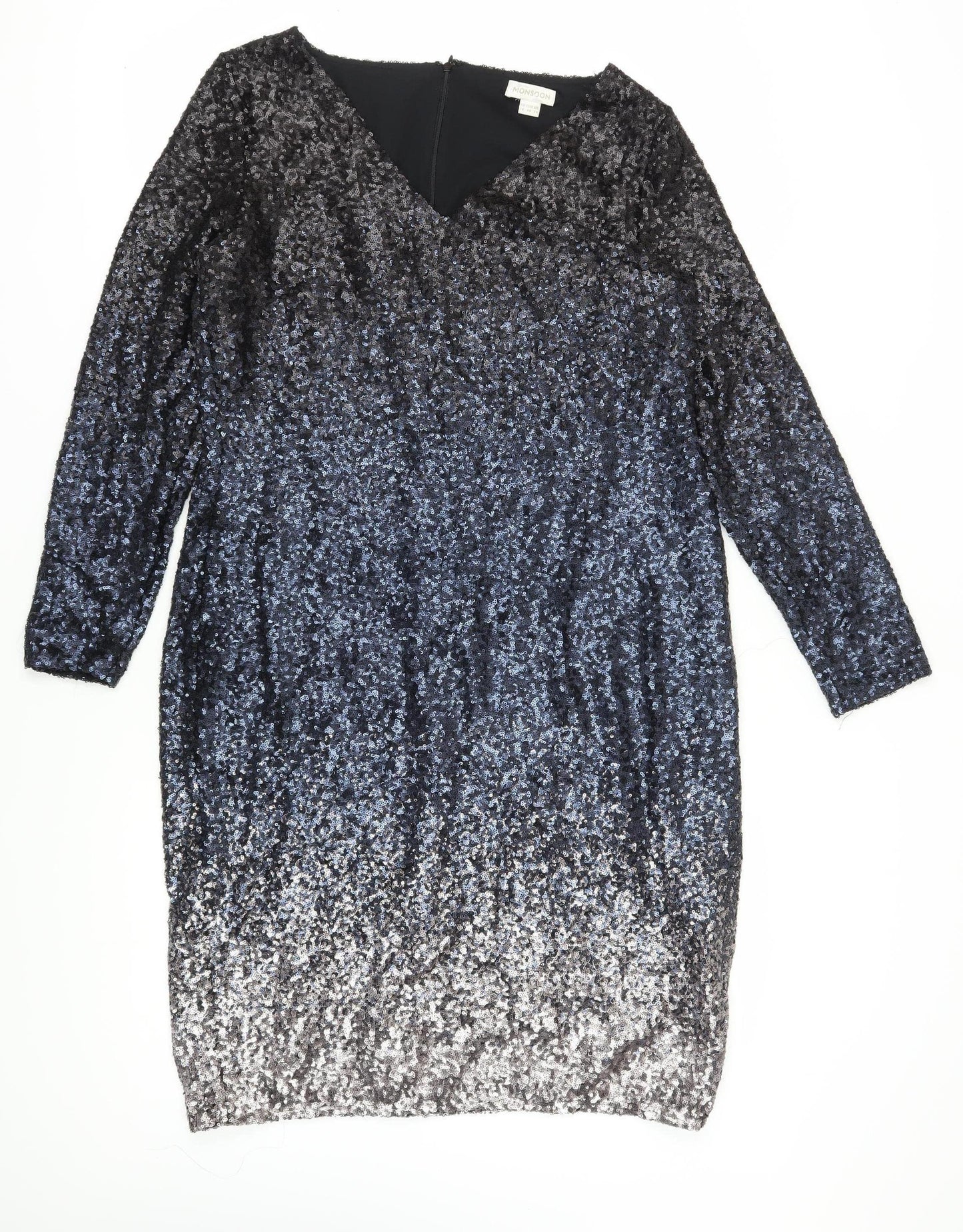 Monsoon Women's Black Sequin Sheath Dress Size 18