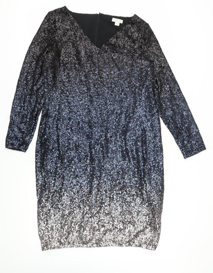 Monsoon Women's Black Sequin Sheath Dress Size 18