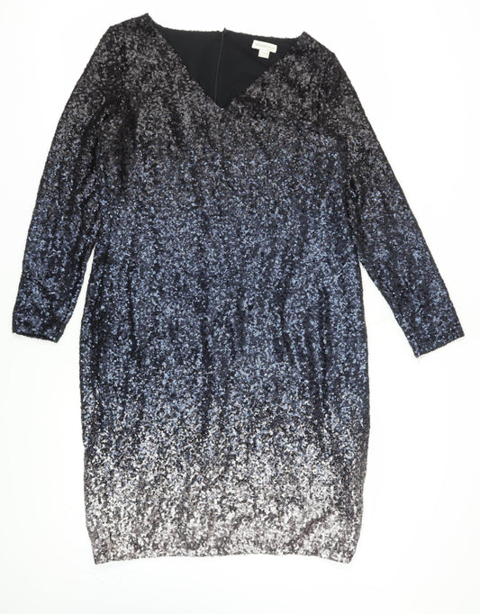Monsoon Women's Black Sequin Sheath Dress Size 18