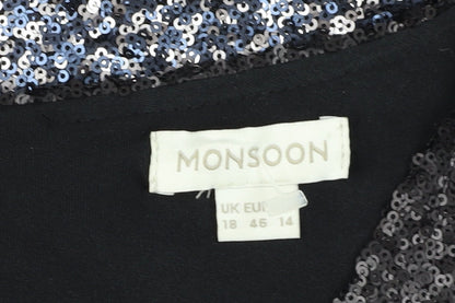 Monsoon Women's Black Sequin Sheath Dress Size 18