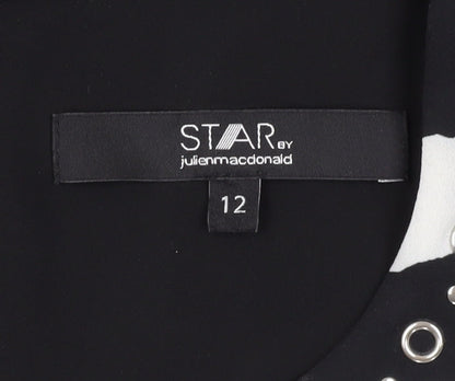 Womens UK Size 12 Star by Julien Macdonald Black Tunic Blouse
