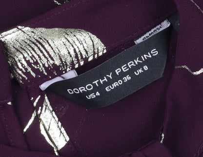 Womens UK Size 8 Dorothy Perkins Purple Tunic Blouse
