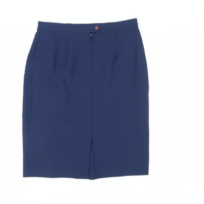 Garey Petites Women's Blue Wool Pencil Skirt Size 14