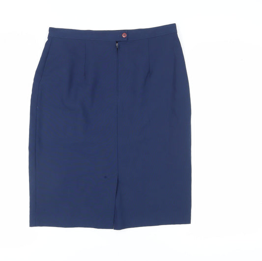 Garey Petites Women's Blue Wool Pencil Skirt Size 14