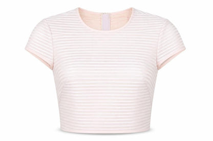 Ted Baker Women's Pink Cropped Striped T-Shirt - Size 6