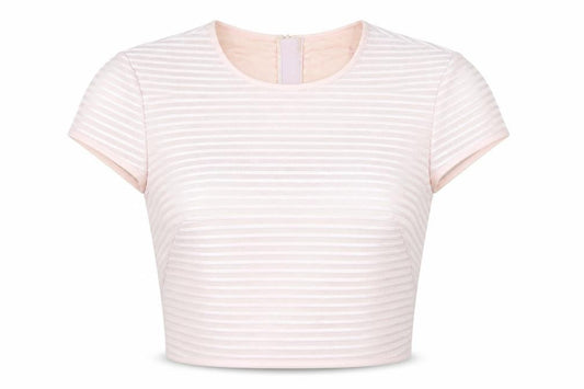 Ted Baker Women's Pink Cropped Striped T-Shirt - Size 6