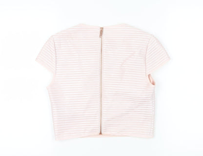 Ted Baker Women's Pink Cropped Striped T-Shirt - Size 6