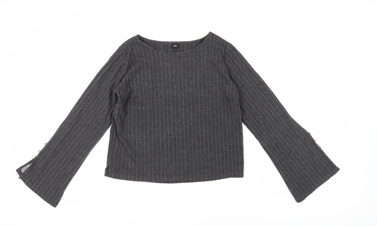 Womens UK Size 10 River Island Grey  T-Shirt