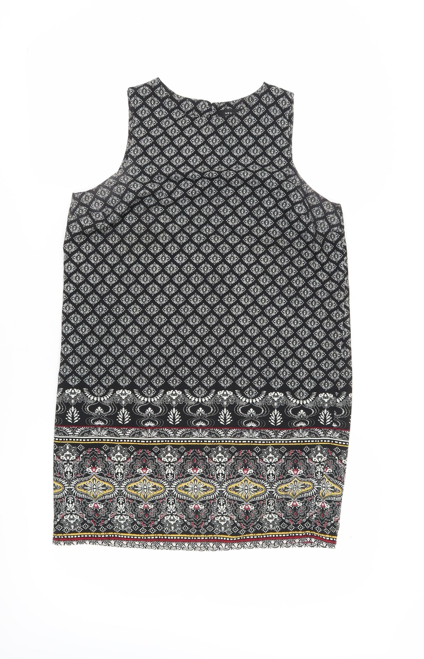 New Look Women's Black Geometric Shift Dress UK 10